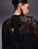 ASOS DESIGN twist neck tie blouson sleeve mini lace dress in black