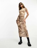 ASOS DESIGN mesh midi skirt in brown renaissance placement print - part of a set