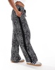 ASOS DESIGN pull-on pants with contrast panel in mono animal print