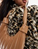 ASOS DESIGN quilted stripe detail scoop shoulder bag in TAN