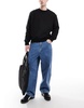 Bershka loose baggy fit jeans in dark blue