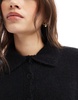 ASOS DESIGN balloon sleeve collared cardigan in black