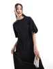 ASOS DESIGN puff sleeve t-shirt midi dress in black