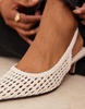 ASOS DESIGN Starry weave detail mid heel shoes in off-white