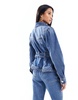 River Island Petite denim jacket with belted waist in blue
