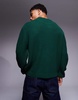 ASOS DESIGN oversized boxy knitted fisherman rib sweater in dark green
