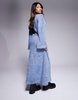 ASOS DESIGN supersoft fluffy scoop angel sleeve midi dress in blue