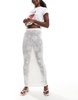 ASOS DESIGN sheer floral lace knit maxi skirt in ivory