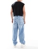 Bershka balloon fit jeans in vintage blue