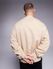 HUGO Blue Noideryos loose fit sweatshirt with line logo in beige