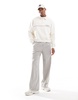 ASOS DESIGN oversized boxy polo with piping and chest print in gray heather