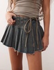 Monki pleated denim mini skirt in peach tinted blue wash