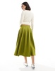 ASOS DESIGN box pleat cotton volume midi skirt