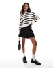 ONLY high neck stripe sweater in white & black