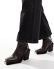 ASOS DESIGN Relax leather toe-clip western boots in brown burnish