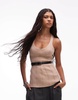 ASOS DESIGN sculpting seam detail corset top in beige