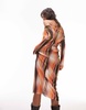 Topshop ombre plisse stripe jersey midi dress in multi