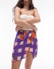 Topshop orange plaid printed mini skirt in purple