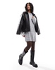 Pieces knitted mini dress with wide sleeves in medium gray melange