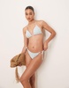Abercrombie & Fitch swim triangle bikini top with bead detail in blue - part of a set