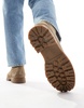 ASOS DESIGN lace-up worker boots in stone suede with gum sole