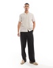 Another Influence striped linen short sleeve shirt in sand and navy