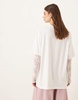 ASOS DESIGN oversized fit tee with lace sleeves in ivory