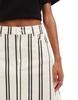 ASOS DESIGN denim awkward length skirt in black and white stripe