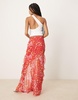 ASOS DESIGN Tall chiffon ruffle maxi skirt in floral print