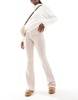 Bershka fold over waistband soft touch flared pants in pink