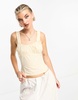 COLLUSION ruched bust summer top in light yellow
