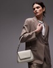 Mango patent shoulder bag in white