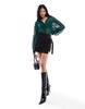 ASOS DESIGN oversized shirt in texture in forest green