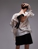 & Other Stories blouse with ruffle sleeves and bow back in light beige