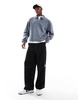 ASOS DESIGN oversized boxy quarter zip sweatshirt in brushed navy