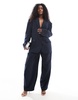 Bershka ultra oversized blazer in navy stripe - part of a set