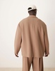 ASOS DESIGN slouchy oversized suit jacket in brown seersucker