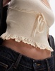 Mango bow front knit cami in beige
