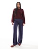ASOS DESIGN Tall relaxed straight leg linen mix pants in navy stripe