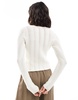 Bershka pointelle knit cardigan in ecru