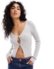 Brave Soul button up knitted top in silver