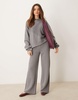 ASOS DESIGN cable spliced sweatshirt in gray - part of a set