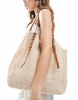 Stradivarius crochet tote bag in ecru