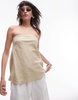 Topshop linen look longline bandeau top in sand