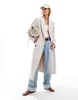 ASOS DESIGN strong shoulder dad coat in cream