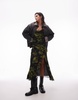 Topshop denim padded barn jacket with contrast collar in black