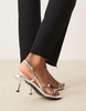 ASOS DESIGN Hopscotch minimal kitten heel slingback sandals in silver
