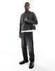 ASOS DESIGN knitted oversized cropped plated rib sweater in charcoal