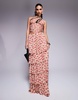 AFRM Jace ruffle maxi skirt in almond kiss print - part of a set