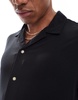 ADPT oversized camp collar shirt in black